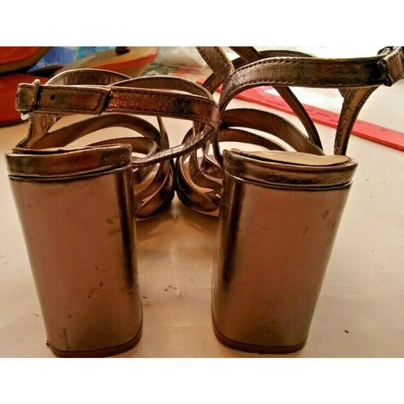 New look brand women's size 9 M open toe sandals high Heel shoes gold - Picture 4 of 5